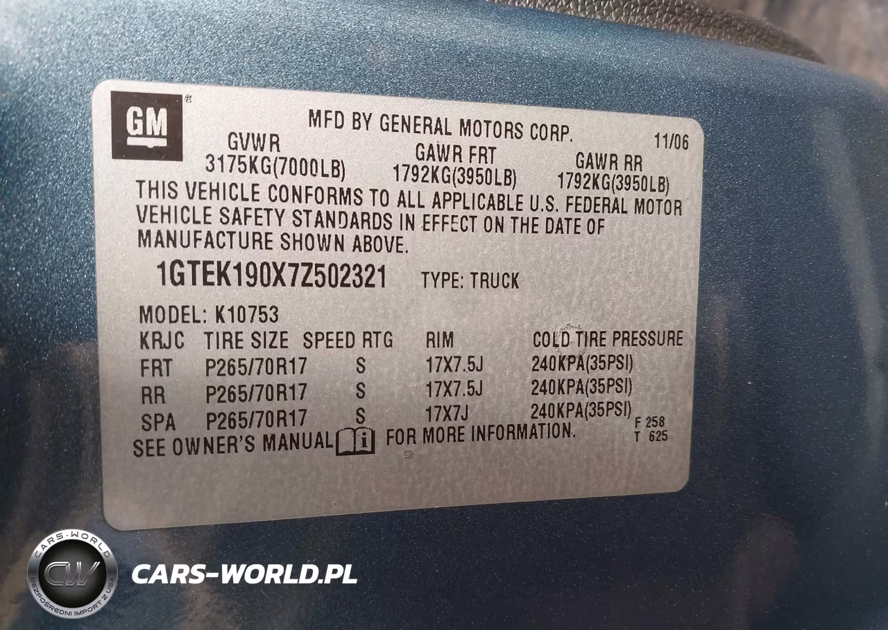 2007 GMC Sierra 1500 Sle1 VIN:1GTEK190X7Z502321 - 9