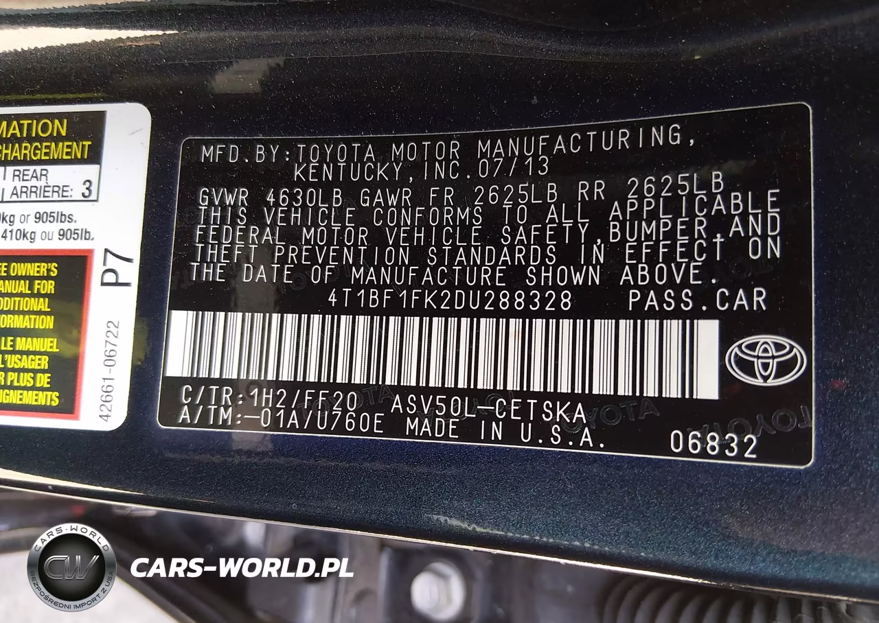 2013 Toyota Camry Se VIN:4T1BF1FK2DU288328 - 9