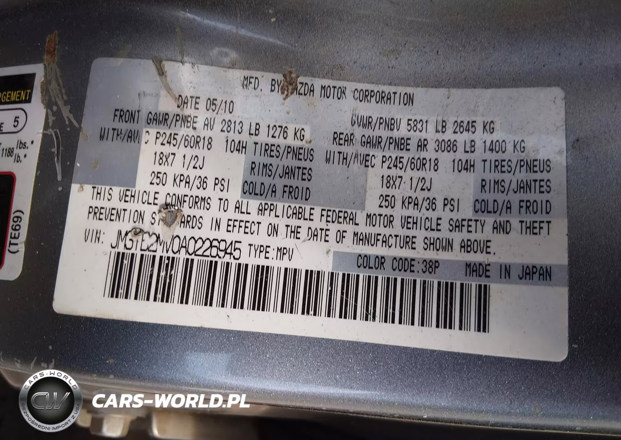 2010 Mazda Cx-9 Sport VIN:JM3TB2MV0A0226945 - 9