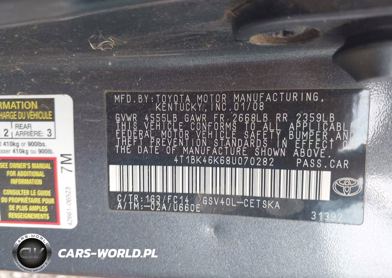 2008 Toyota Camry Se V6 VIN:4T1BK46K68U070282 - 9