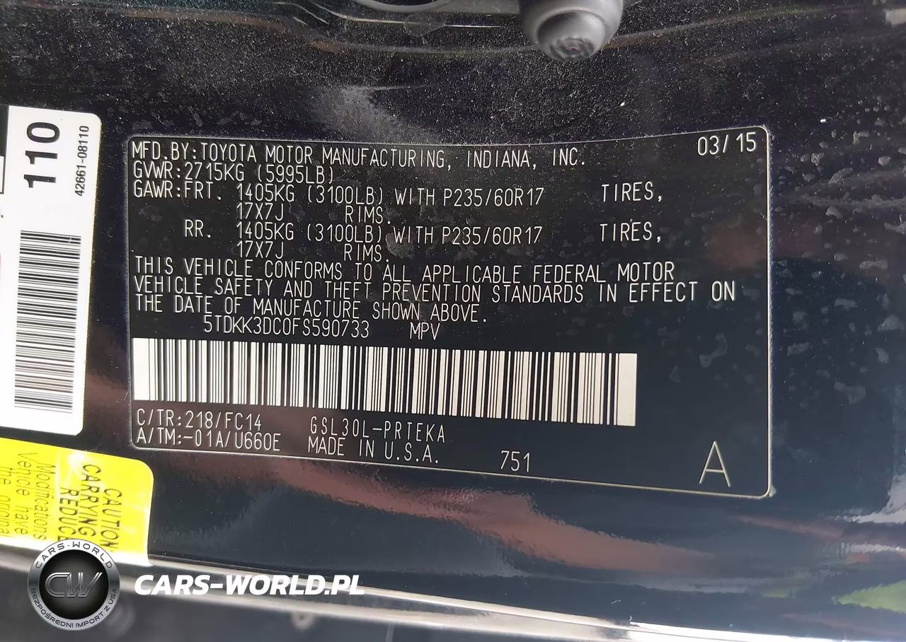 2015 Toyota Sienna Le VIN:5TDKK3DC0FS590733 - 9