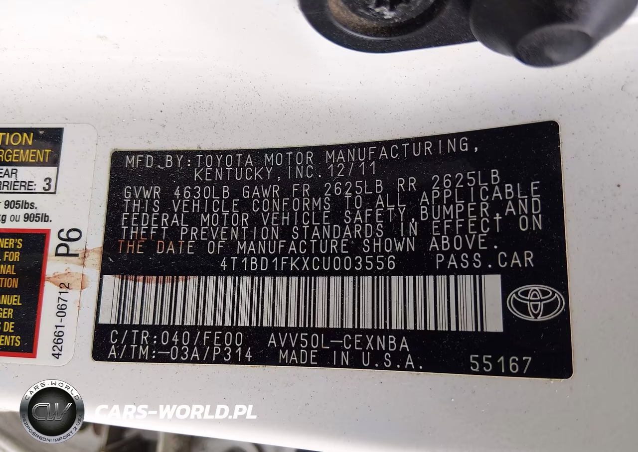 2012 Toyota Camry Hybrid Le VIN:4T1BD1FKXCU003556 - 9