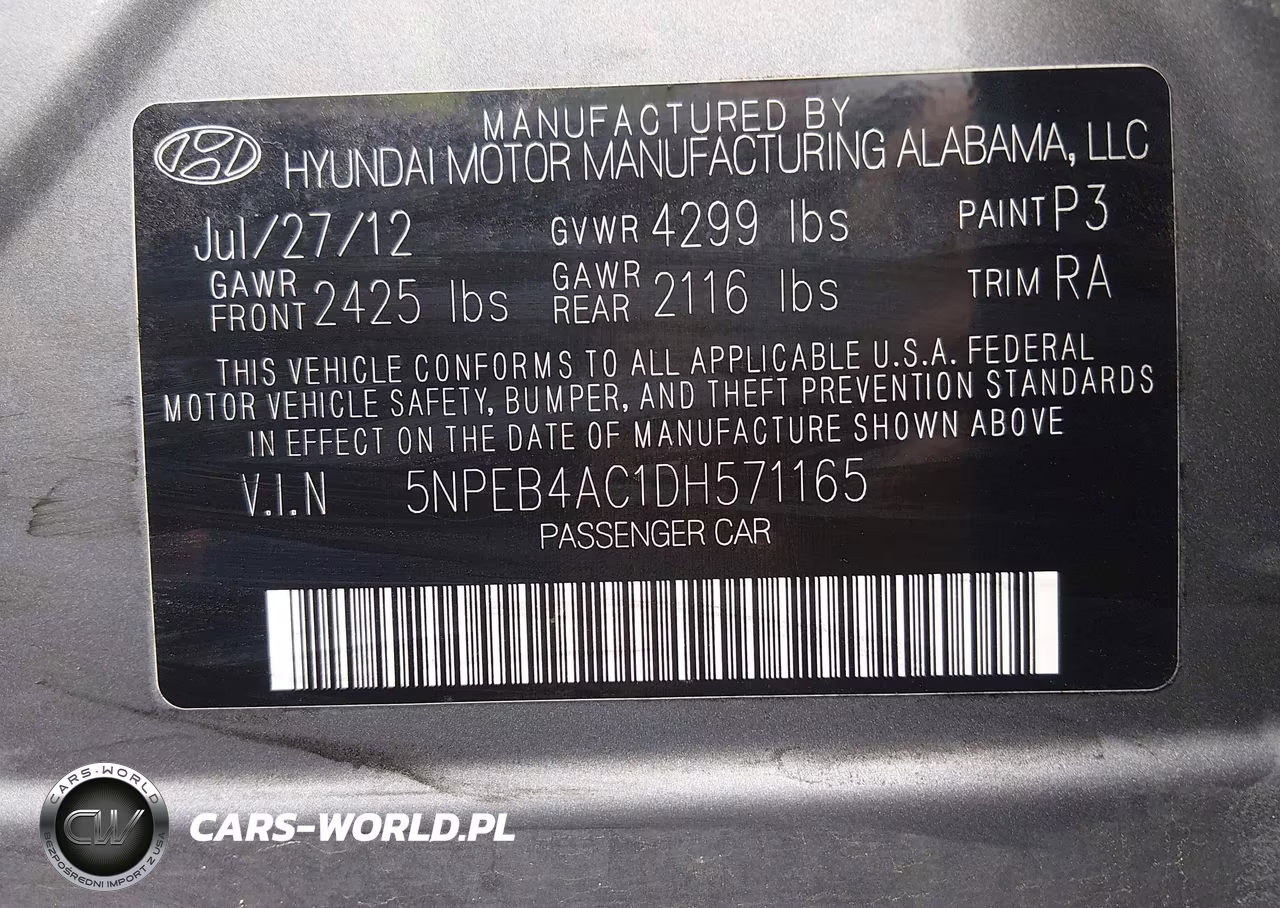 2013 Hyundai Sonata Gls VIN:5NPEB4AC1DH571165 - 9