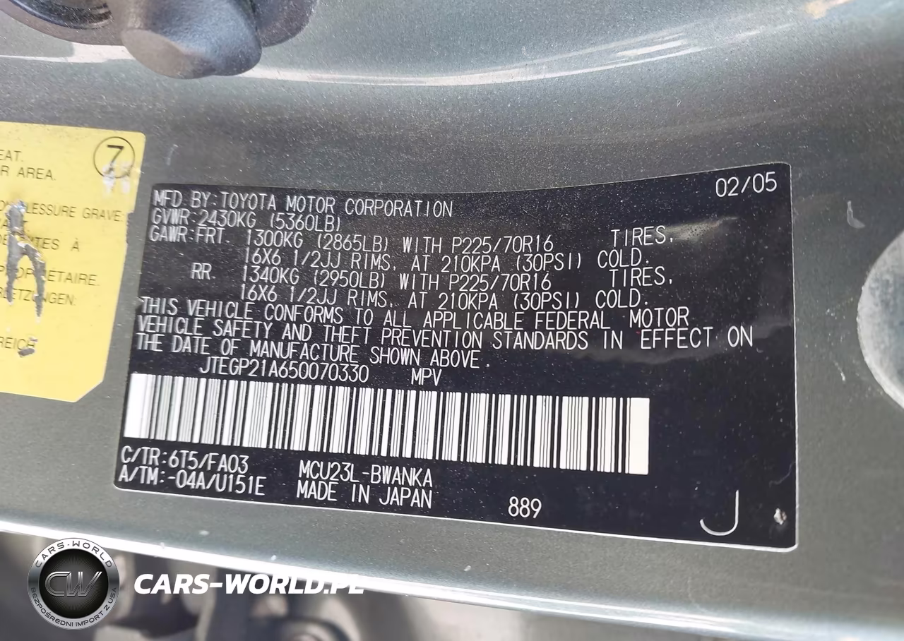 2005 Toyota Highlander V6 VIN:JTEGP21A650070330 - 9