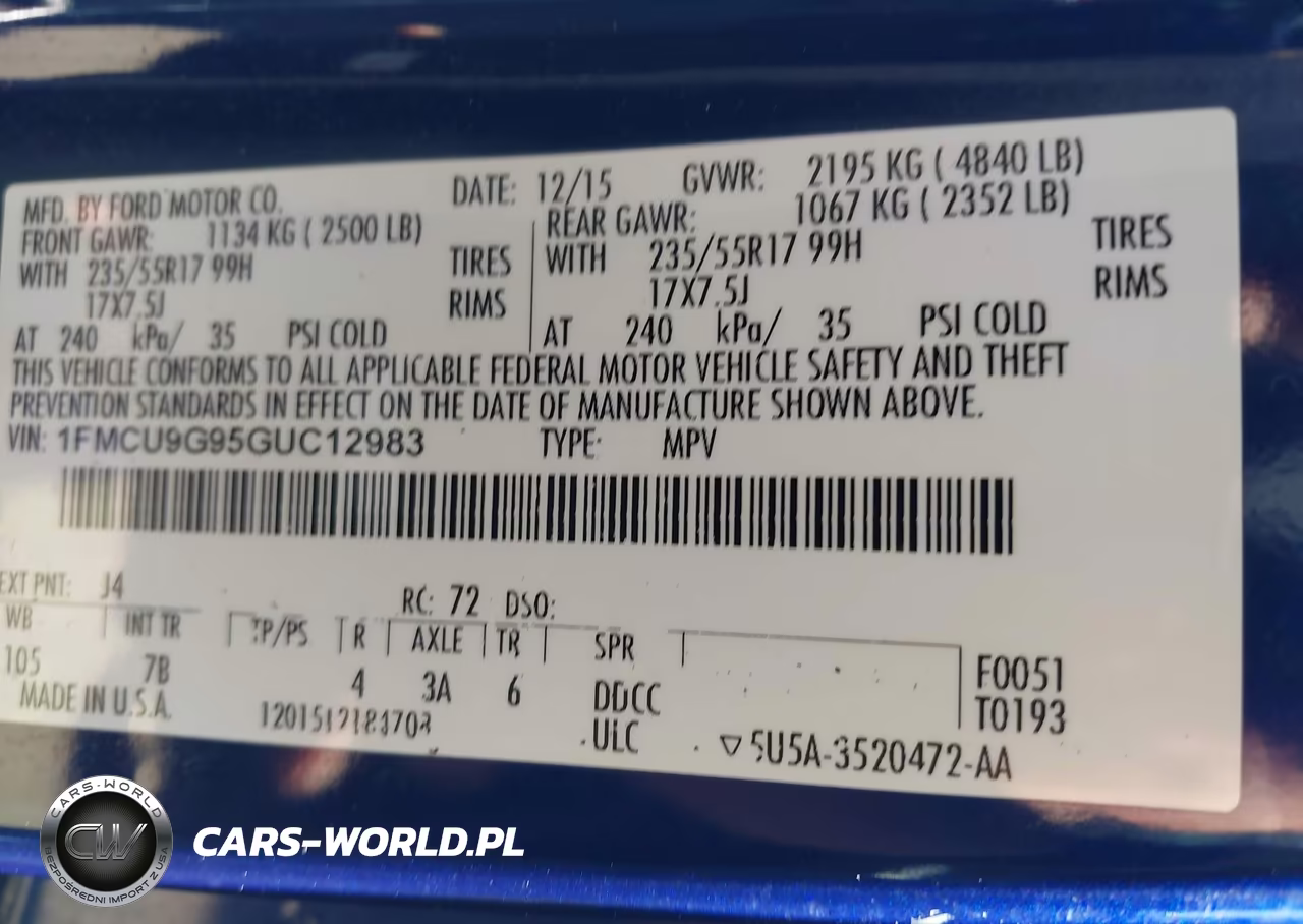 2016 Ford Escape Se VIN:1FMCU9G95GUC12983 - 9