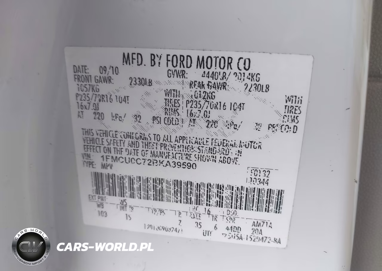 2011 Ford Escape Xls VIN:1FMCU0C72BKA39590 - 9