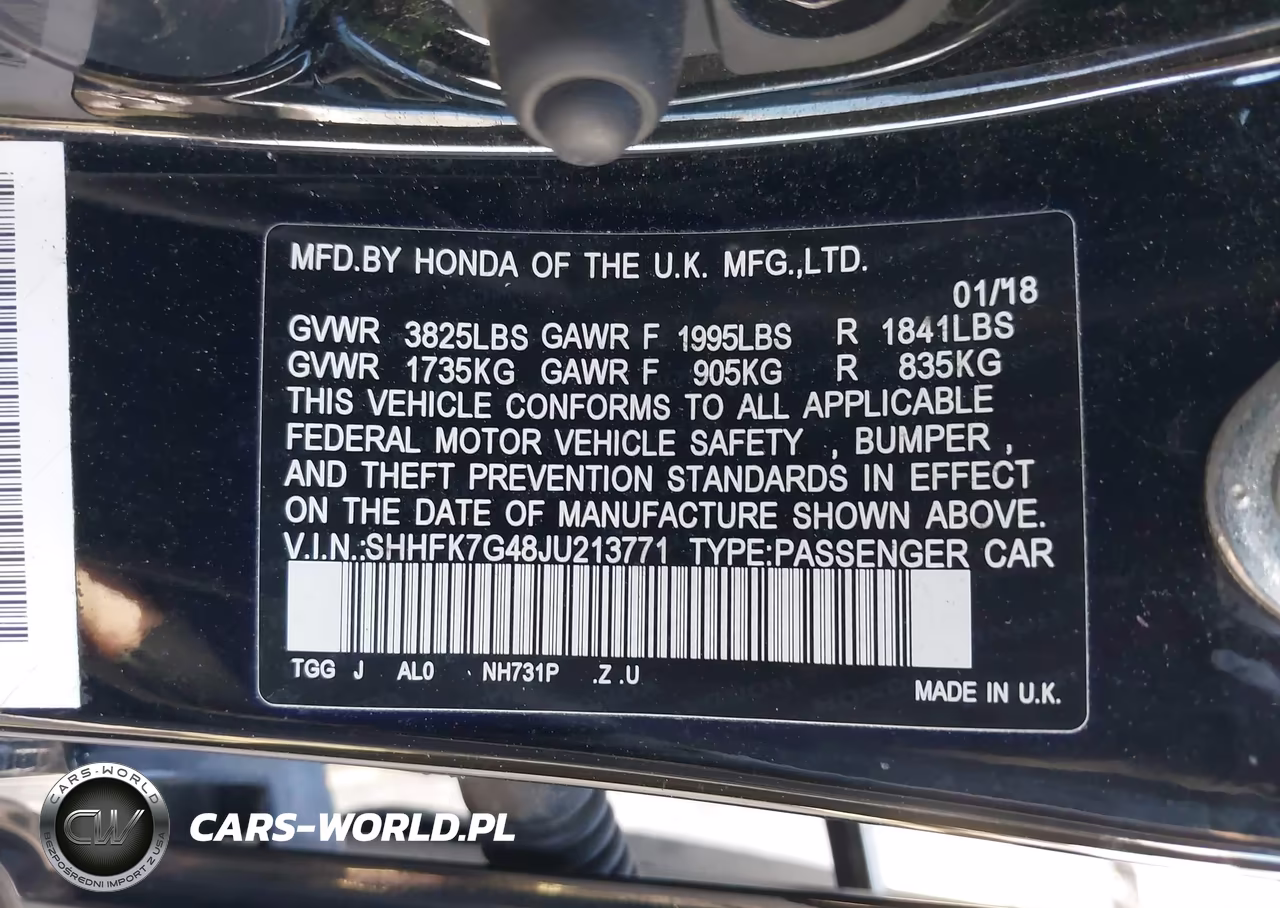 2018 Honda Civic Sport VIN:SHHFK7G48JU213771 - 9