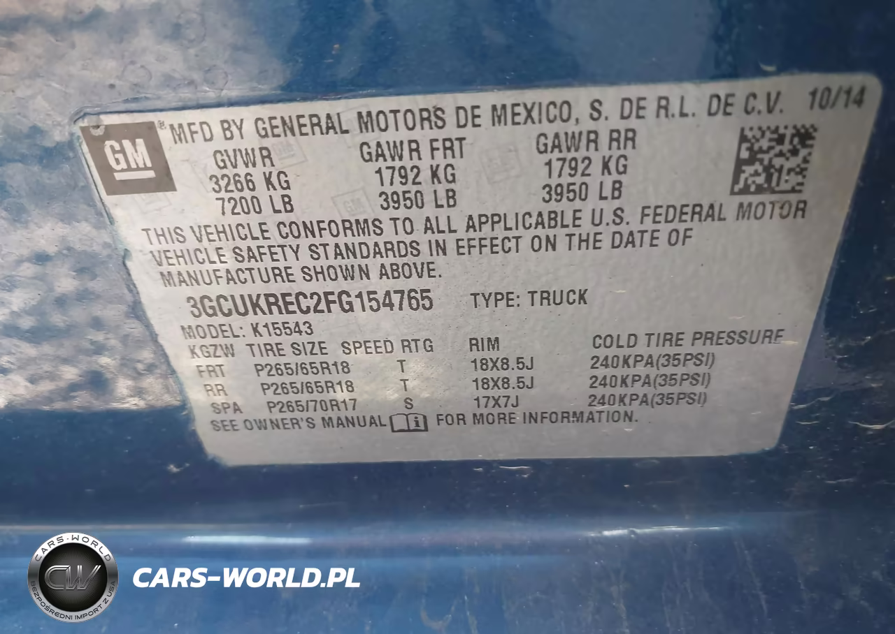 2015 Chevrolet Silverado 1500 2Lt VIN:3GCUKREC2FG154765 - 9
