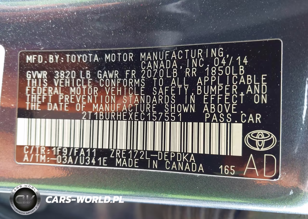 2014 Toyota Corolla L VIN:2T1BURHEXEC157551 - 9