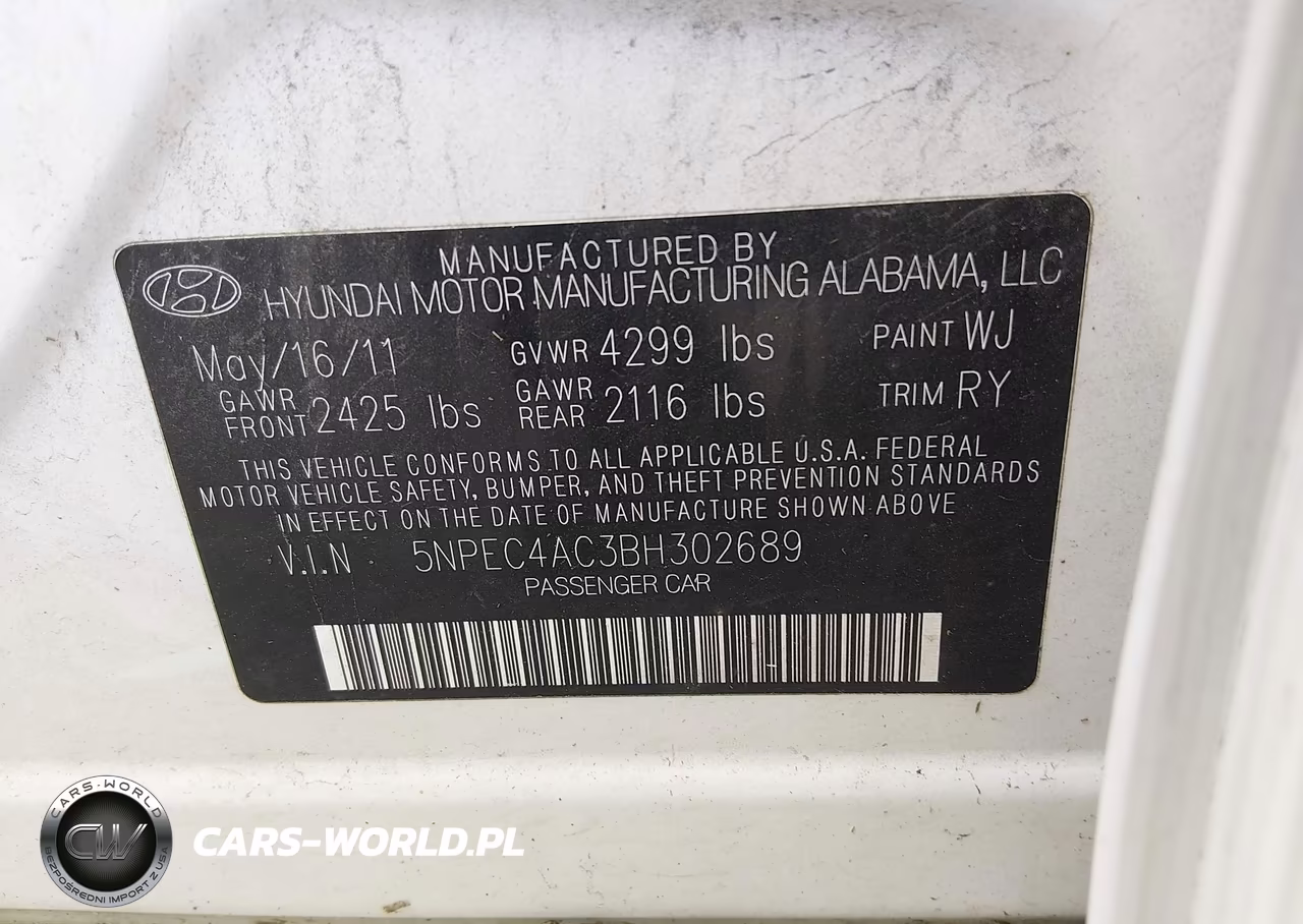 2011 Hyundai Sonata Limited VIN:5NPEC4AC3BH302689 - 9