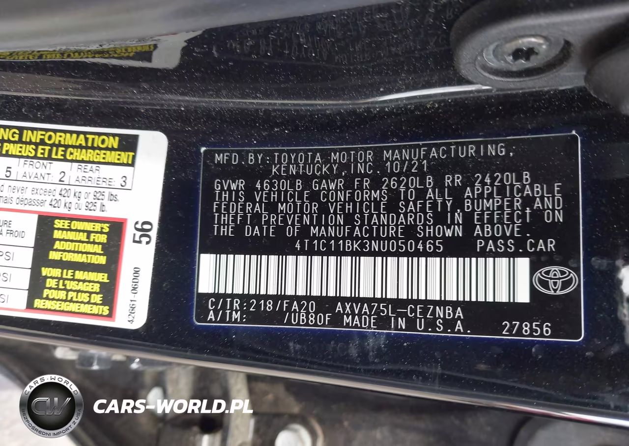 2022 Toyota Camry Le Awd VIN:4T1C11BK3NU050465 - 9