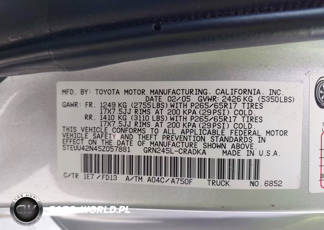 2005 Toyota Tacoma Base V6 VIN:5TEUU42N45Z057881 - 9