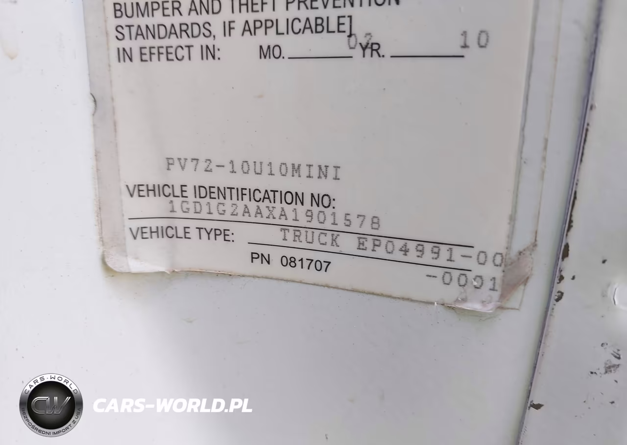 2010 GMC Savana Cutaway Work Van VIN:1GD1G2AAXA1901578 - 9