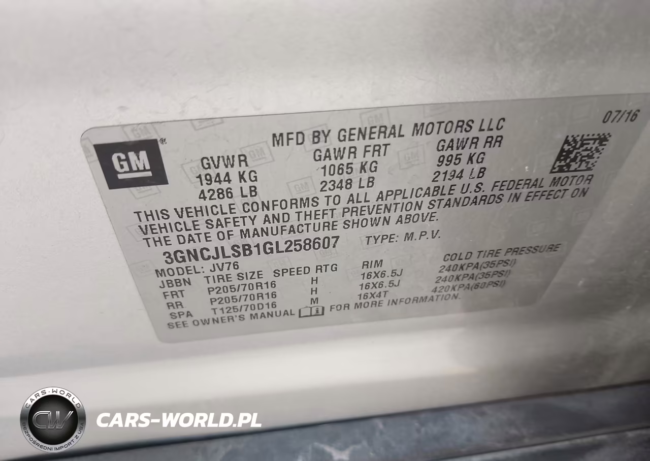 2016 Chevrolet Trax Lt VIN:3GNCJLSB1GL258607 - 9