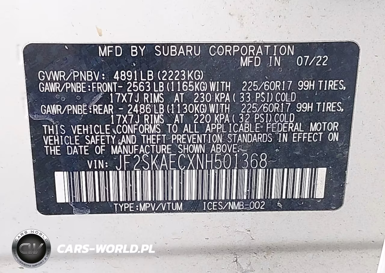 2022 Subaru Forester Premium VIN:JF2SKAECXNH501368 - 9