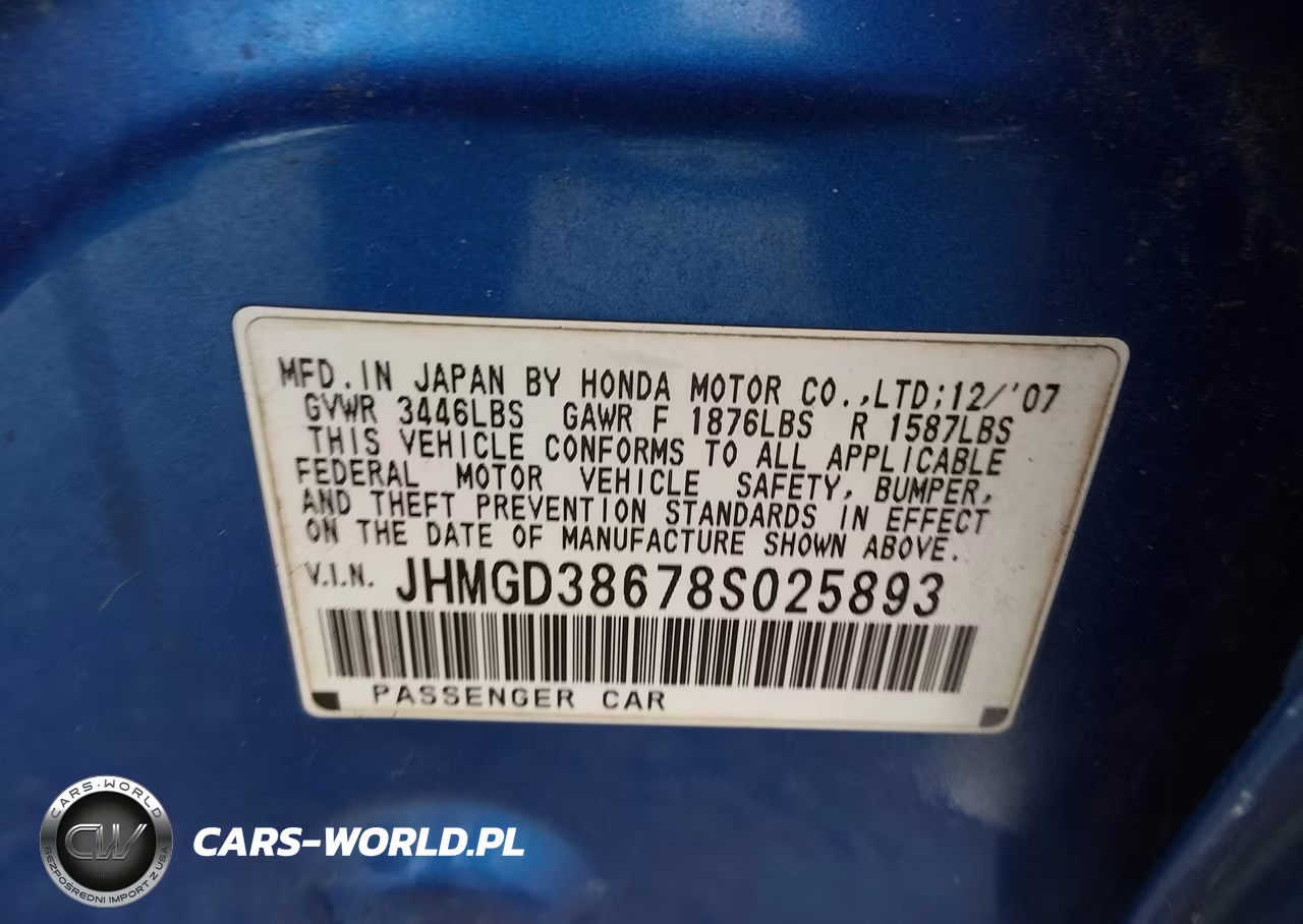 2008 Honda Fit Sport VIN:JHMGD38678S025893 - 9