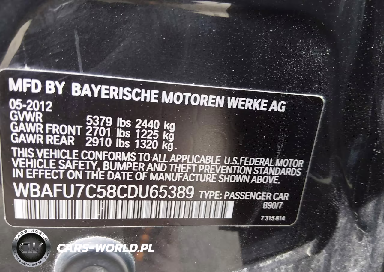 2012 BMW 5 Series 535I xDrive VIN:WBAFU7C58CDU65389 - 9