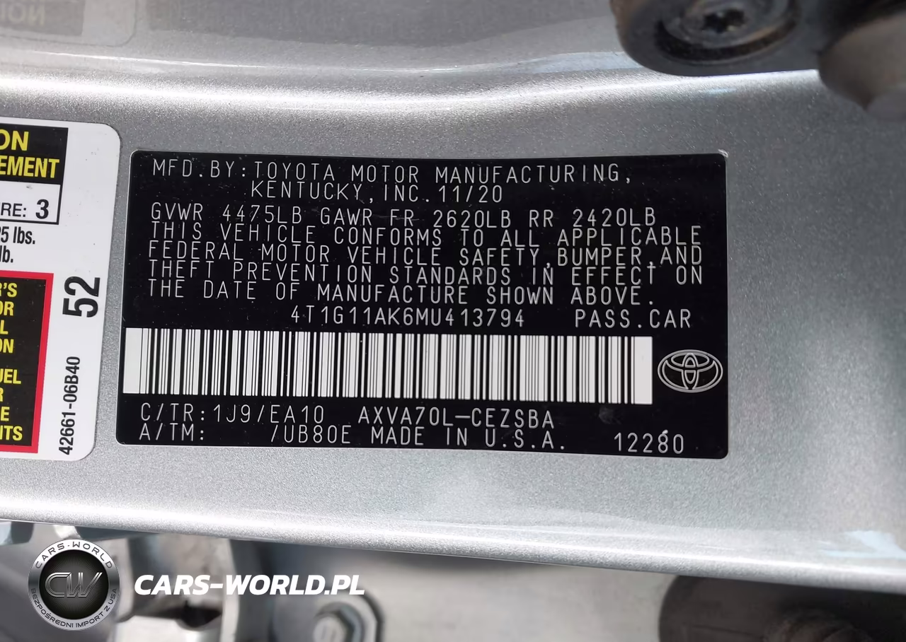 2021 Toyota Camry Se VIN:4T1G11AK6MU413794 - 9