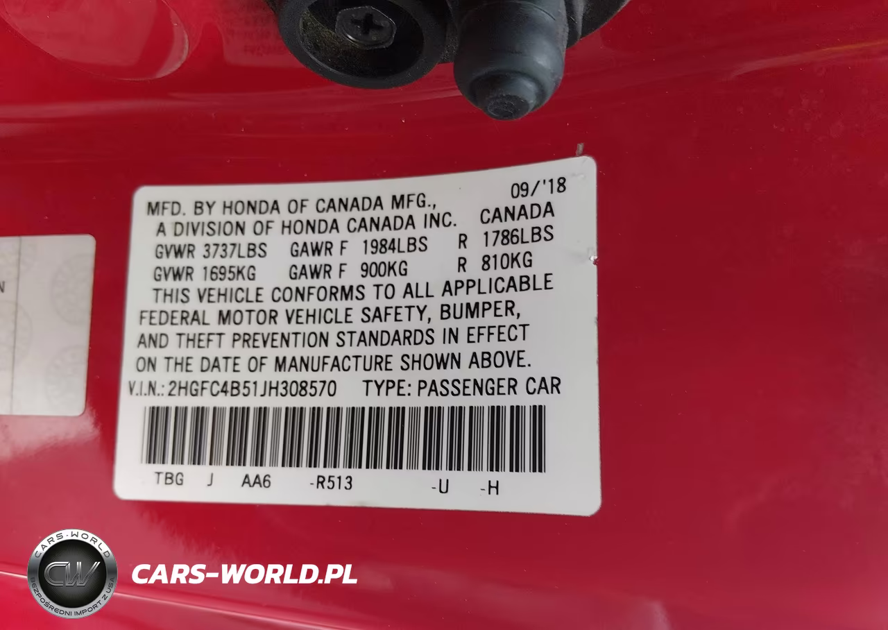 2018 Honda Civic Lx VIN:2HGFC4B51JH308570 - 9