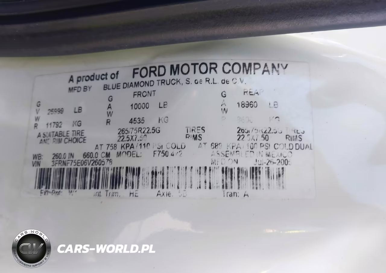 2006 Ford F-750 Xl-Xlt VIN:3FRNF75E06V260578 - 8