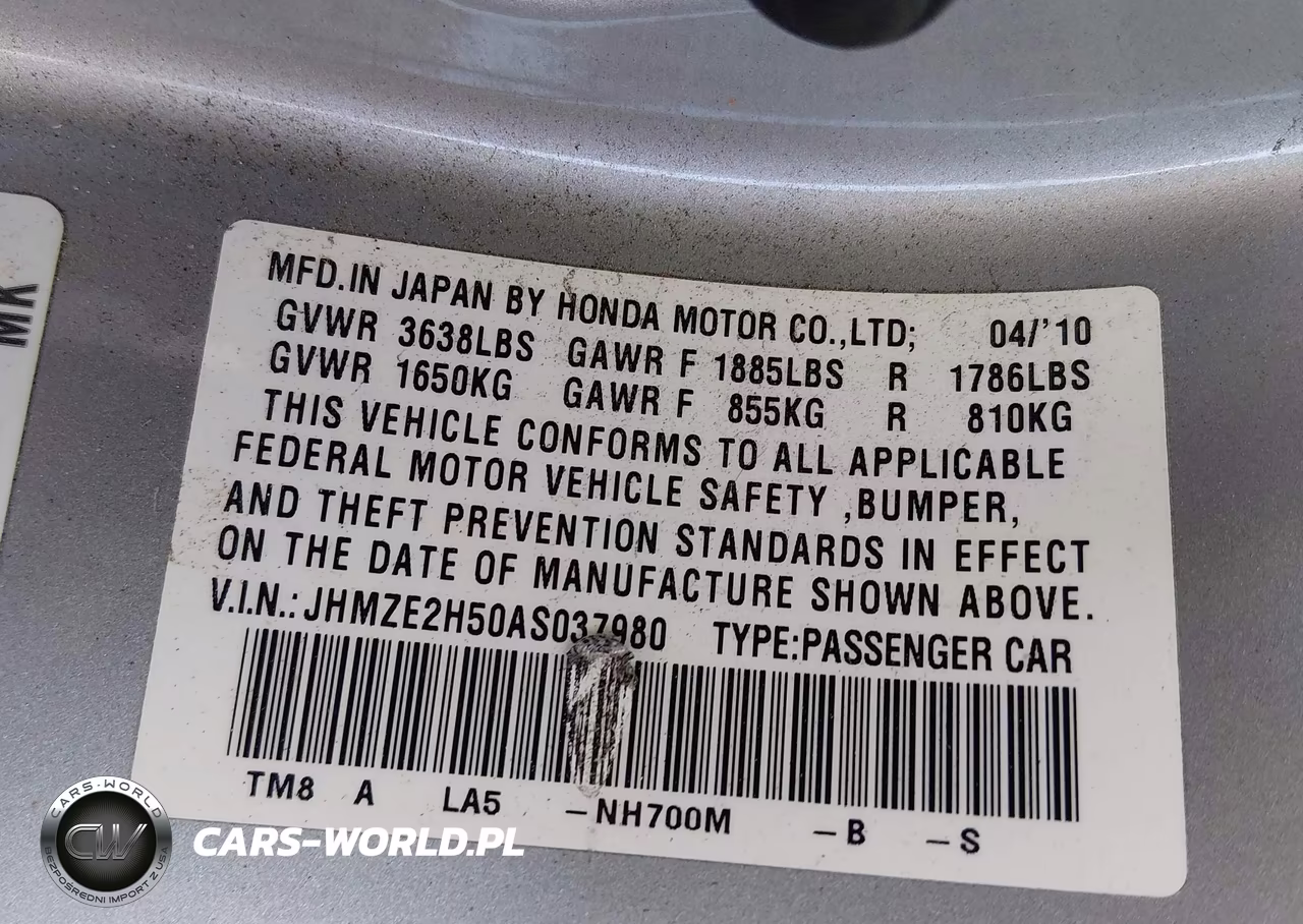 2010 Honda Insight Lx VIN:JHMZE2H50AS037980 - 9