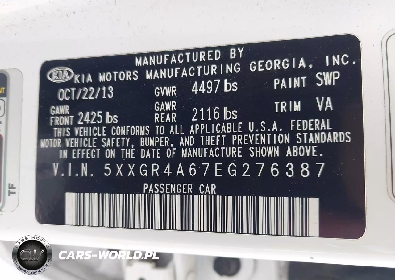 2014 Kia Optima Sxl Turbo VIN:5XXGR4A67EG276387 - 9