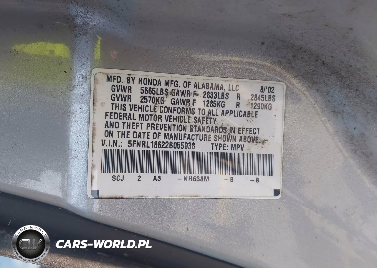 2002 Honda Odyssey Ex VIN:5FNRL18622B055938 - 9