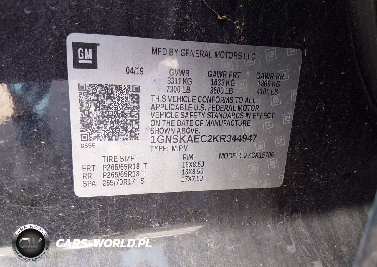 2019 Chevrolet Tahoe Ls VIN:1GNSKAEC2KR344947 - 9