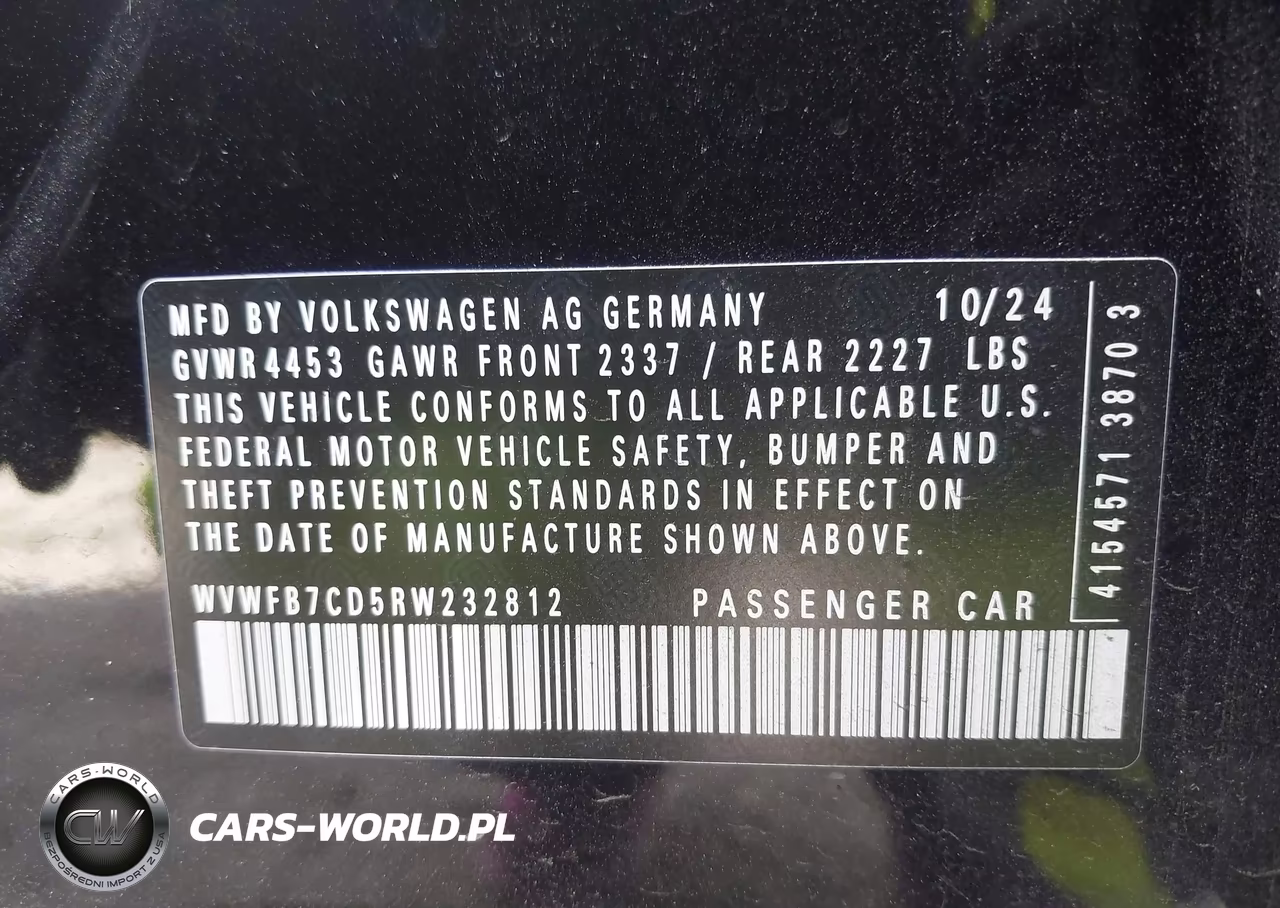 2024 Volkswagen Golf R 2.0T VIN:WVWFB7CD5RW232812 - 9