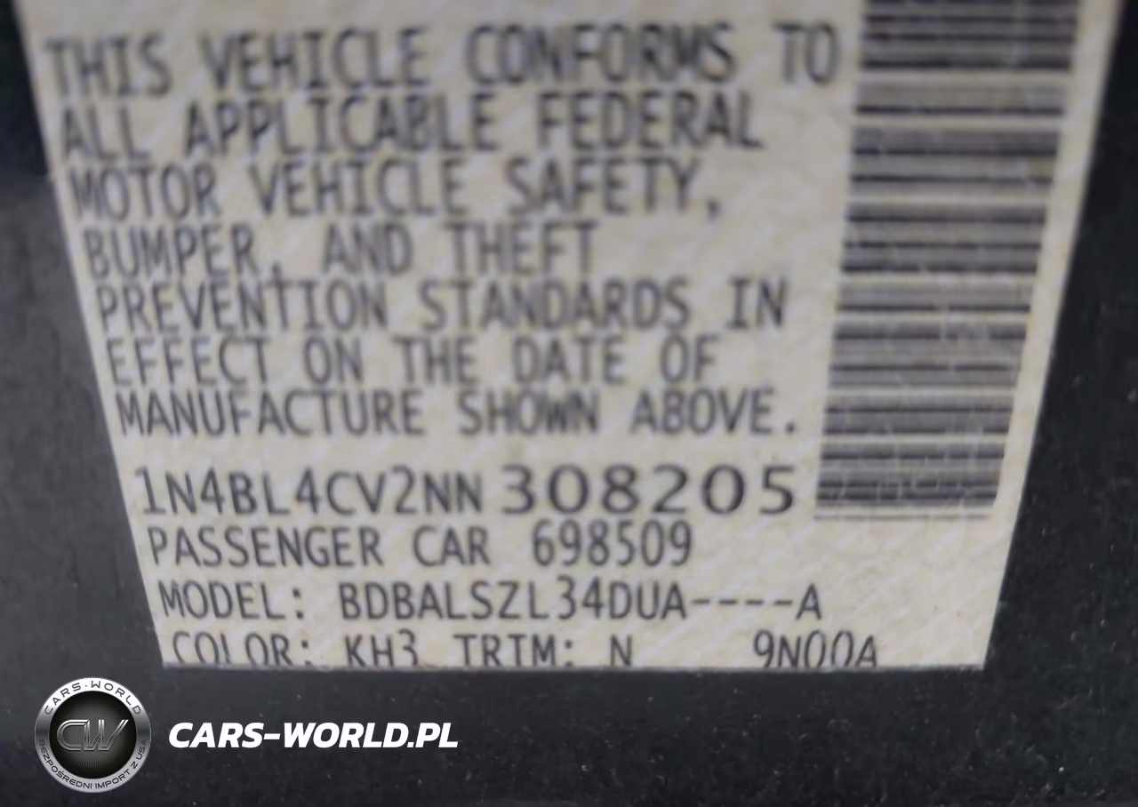 2022 Nissan Altima Sr Fwd VIN:1N4BL4CV2NN308205 - 9