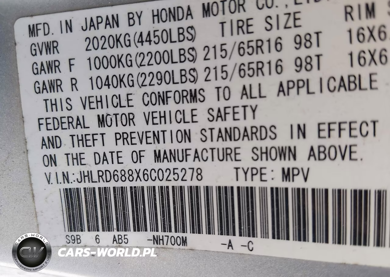 2006 Honda Cr-V Ex VIN:JHLRD688X6C025278 - 9