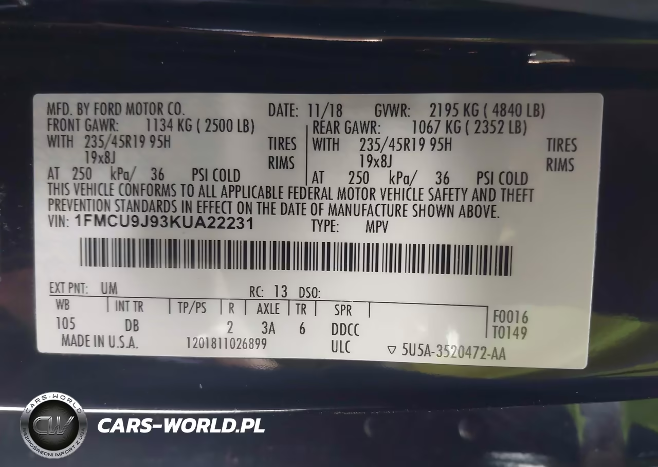 2019 Ford Escape Titanium VIN:1FMCU9J93KUA22231 - 9