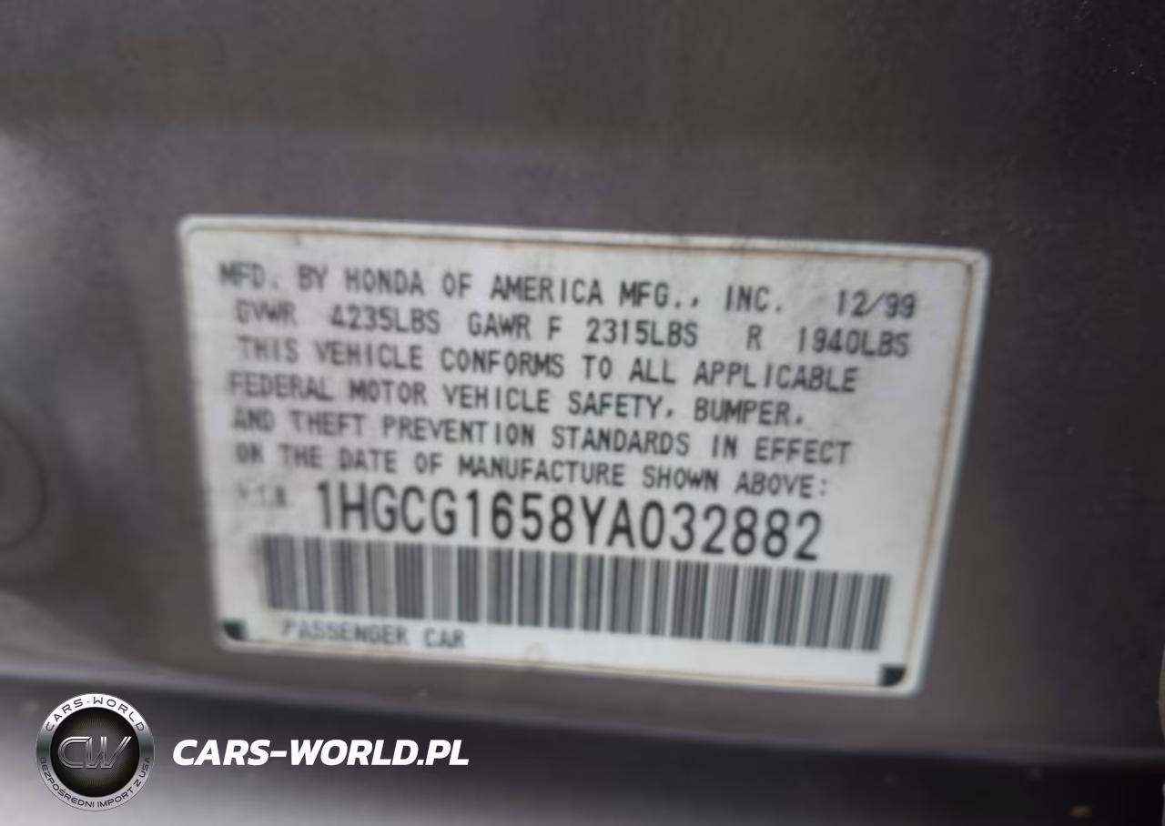 2000 Honda Accord 3.0 Ex VIN:1HGCG1658YA032882 - 9