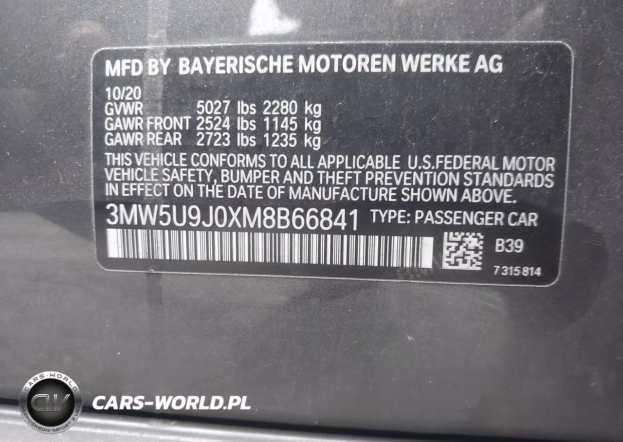 2021 BMW M340I M340I xDrive VIN:3MW5U9J0XM8B66841 - 9