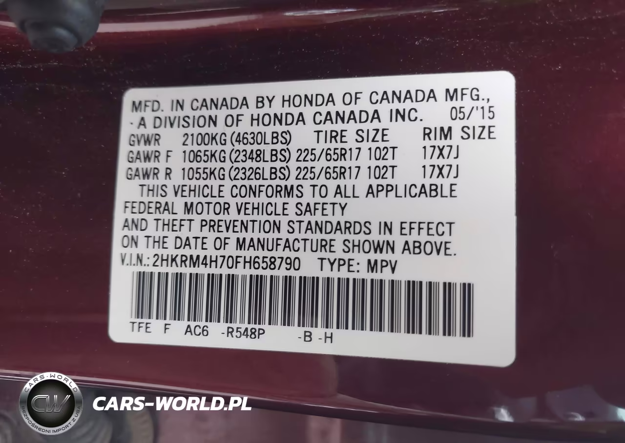 2015 Honda Cr-V Ex-L VIN:2HKRM4H70FH658790 - 9