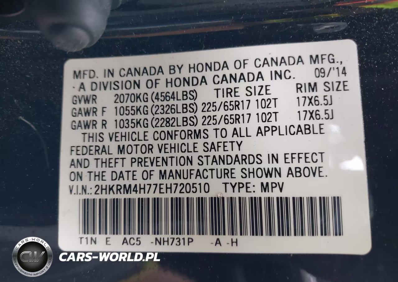 2014 Honda Cr-V Ex-L VIN:2HKRM4H77EH720510 - 9