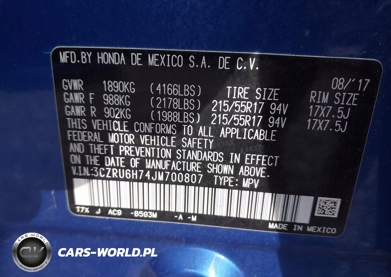 2018 Honda Hr-V Ex-L VIN:3CZRU6H74JM700807 - 9