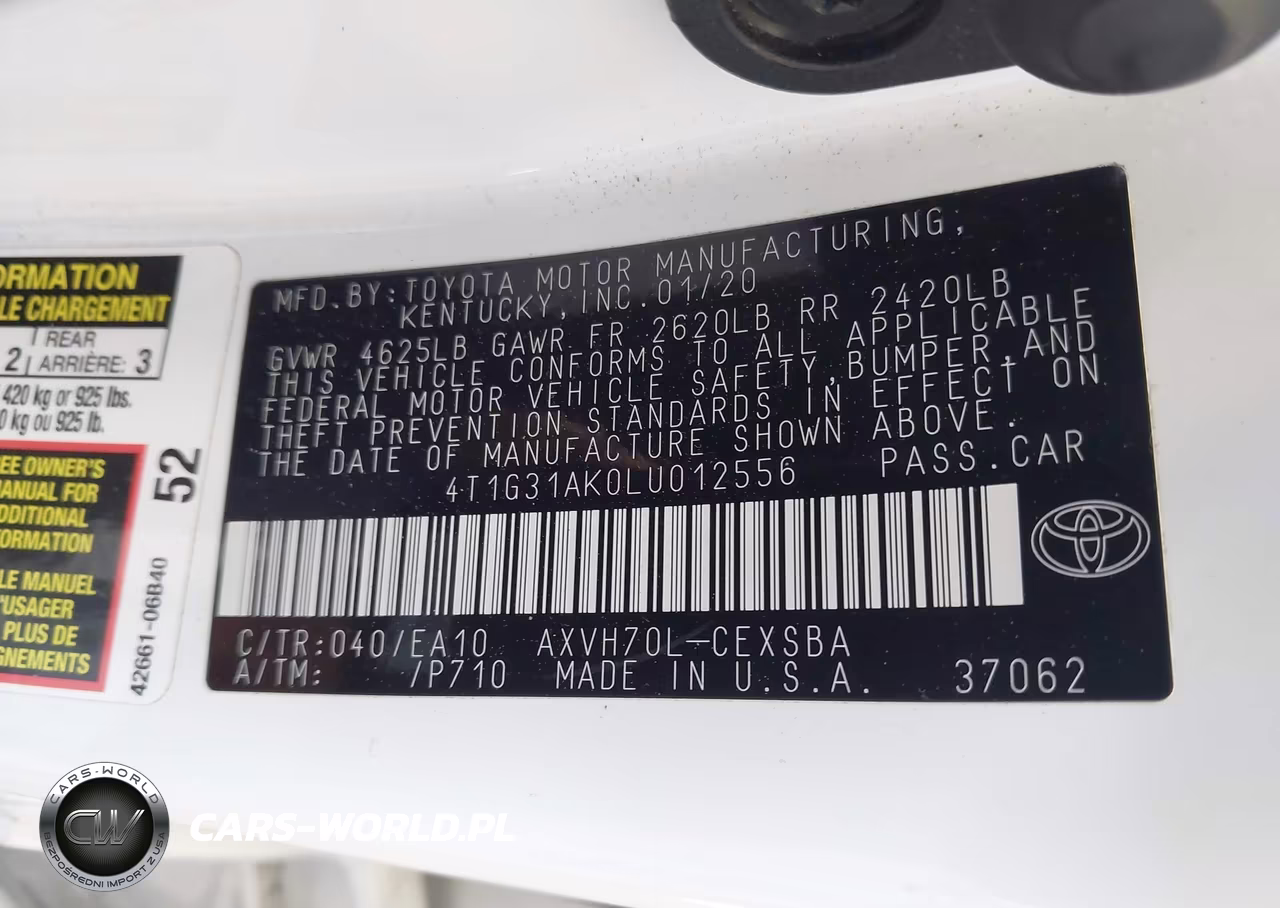 2020 Toyota Camry Se Hybrid VIN:4T1G31AK0LU012556 - 9