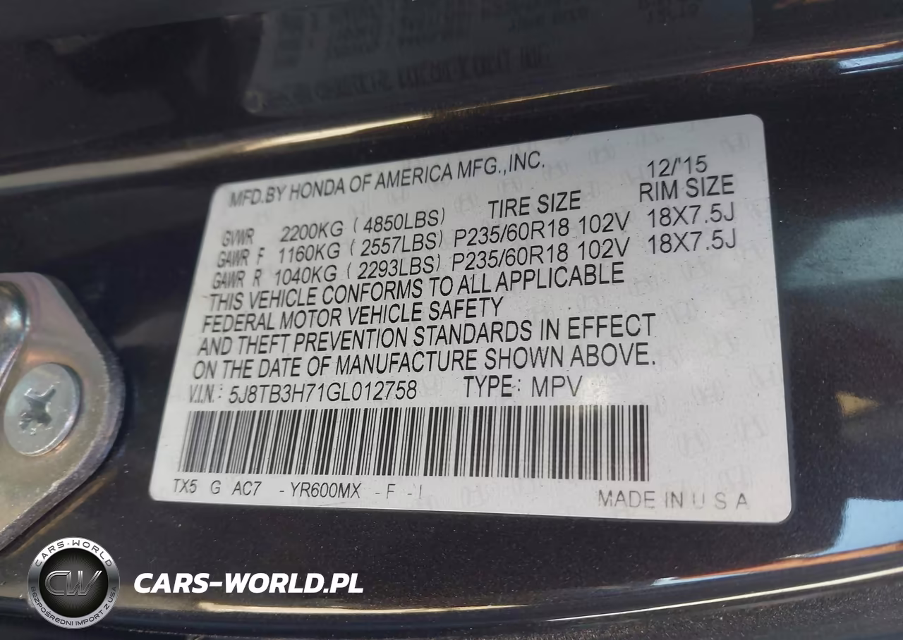 2016 Acura Rdx Advance Pkg VIN:5J8TB3H71GL012758 - 9