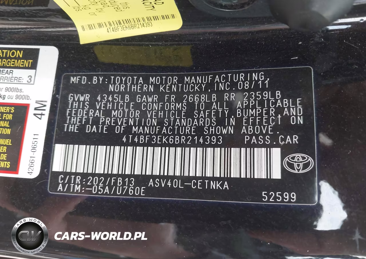 2011 Toyota Camry Le VIN:4T4BF3EK6BR214393 - 9