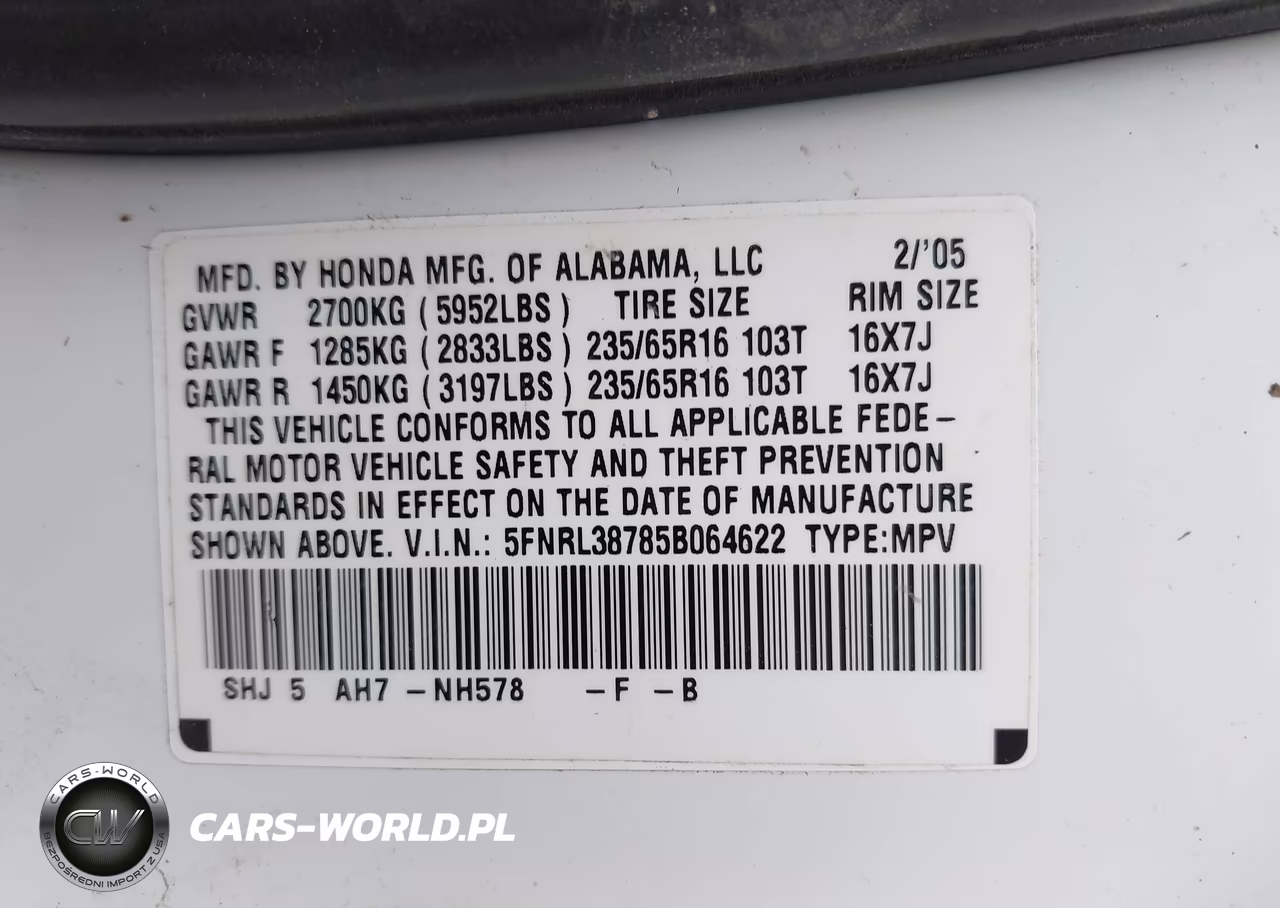 2005 Honda Odyssey Ex-L VIN:5FNRL38785B064622 - 9