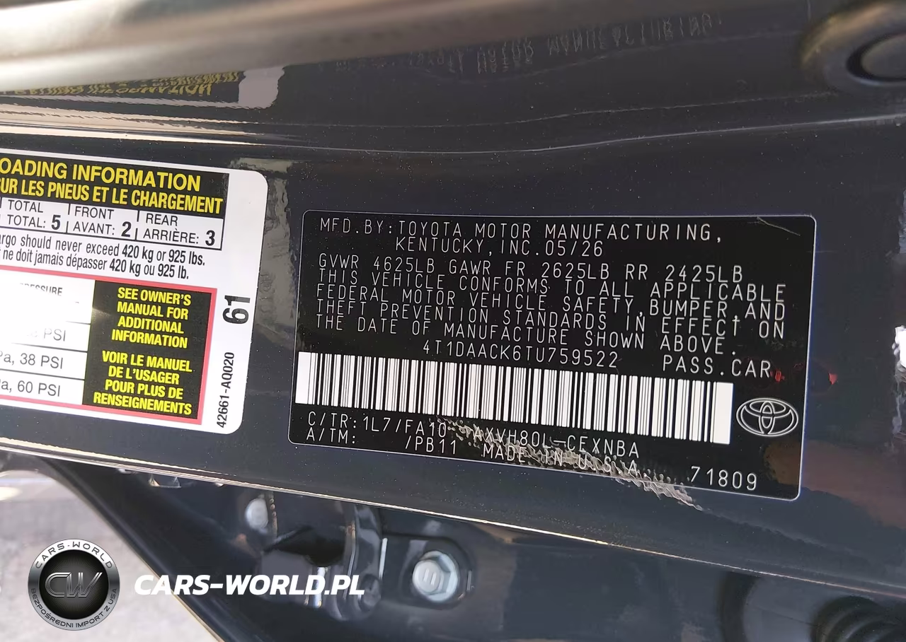 2026 Toyota Camry Le VIN:4T1DAACK6TU759522 - 9