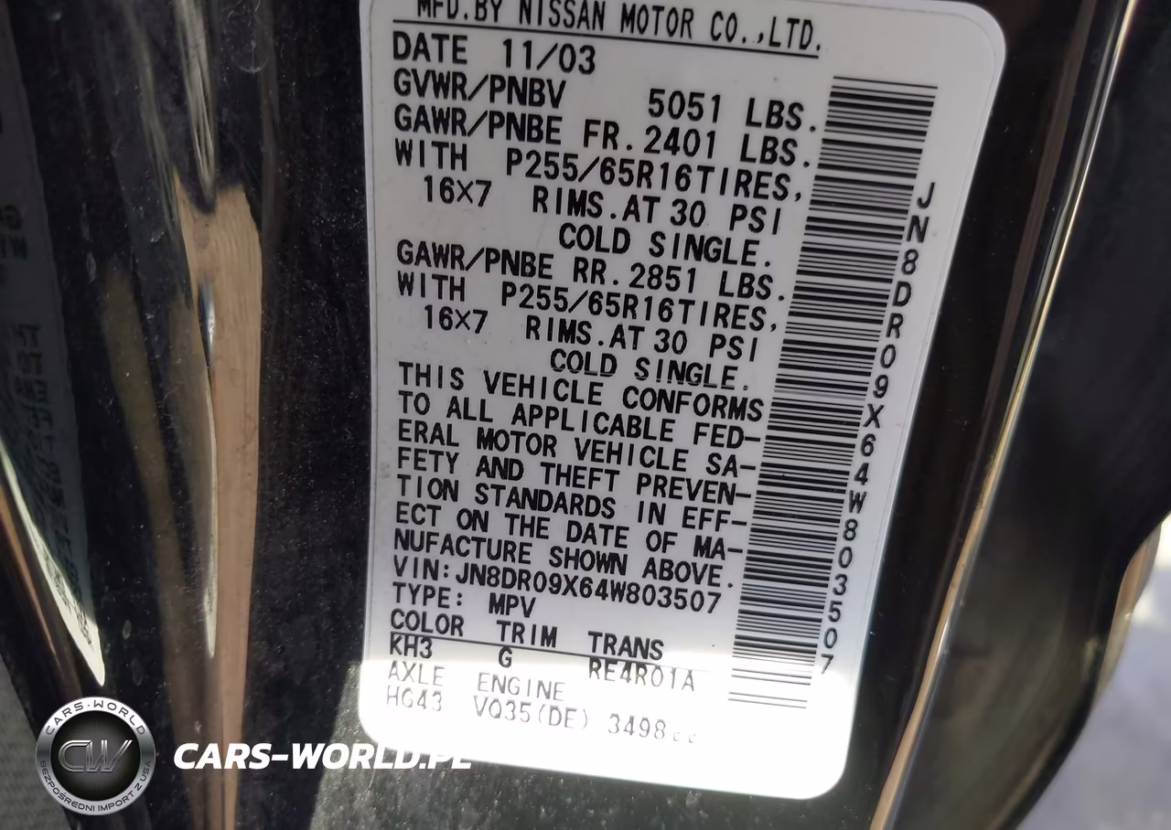 2004 Nissan Pathfinder Se VIN:JN8DR09X64W803507 - 9