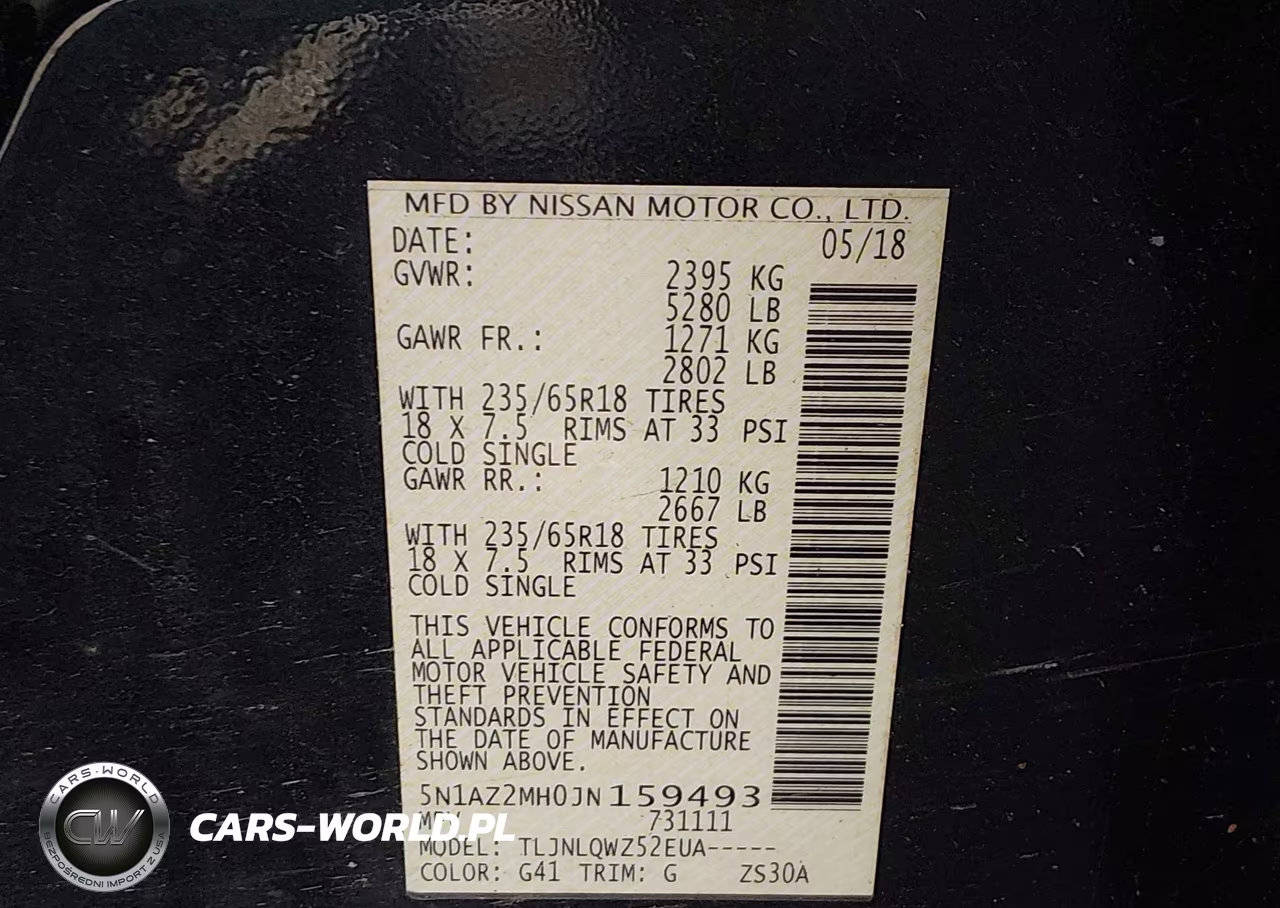 2018 Nissan Murano Sv VIN:5N1AZ2MH0JN159493 - 9