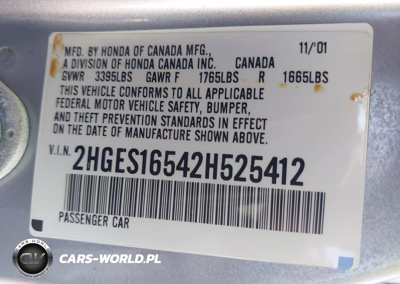 2002 Honda Civic Lx VIN:2HGES16542H525412 - 9
