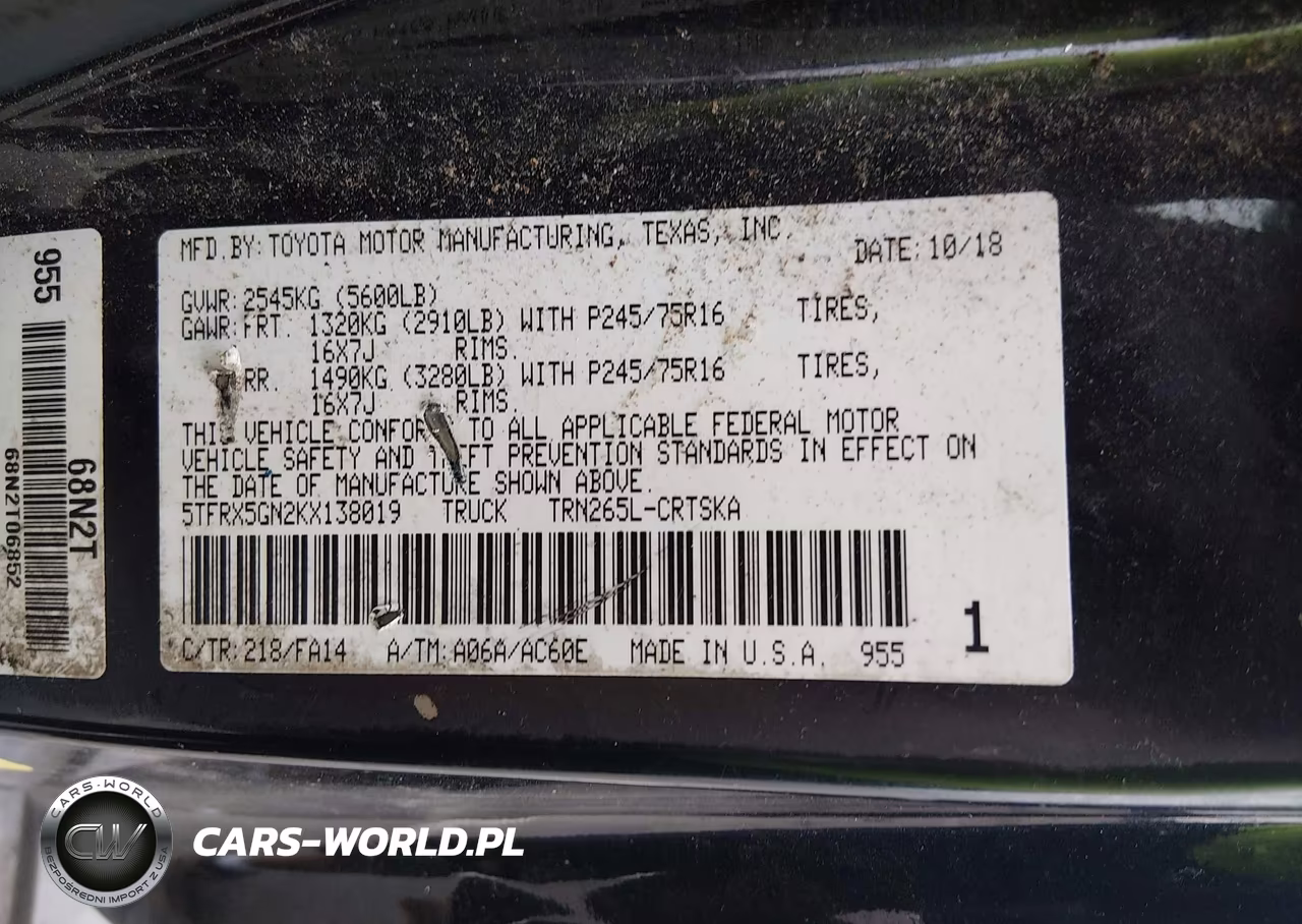 2019 Toyota Tacoma Sr VIN:5TFRX5GN2KX138019 - 9