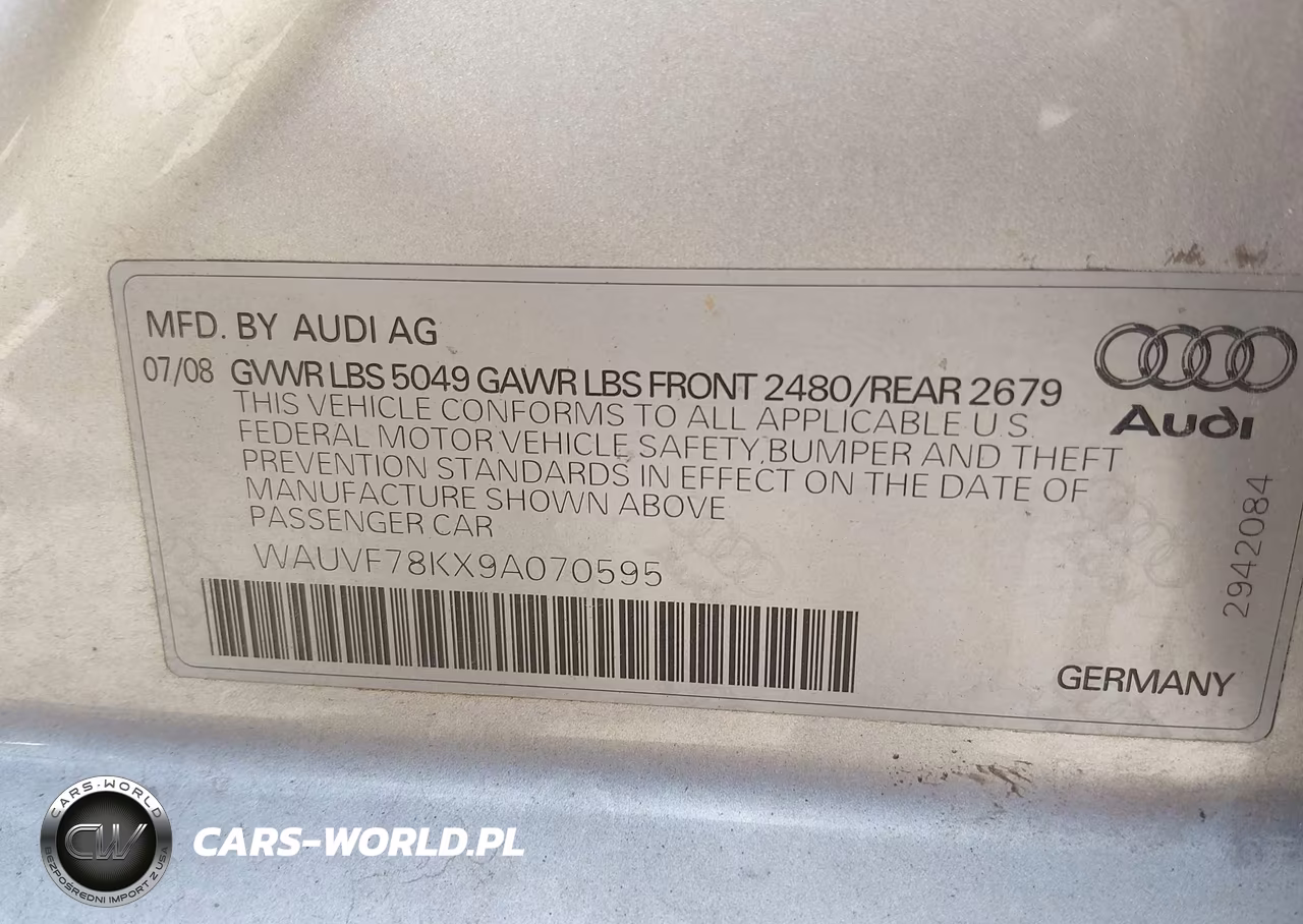 2009 Audi A4 2.0T Prem VIN:WAUVF78KX9A070595 - 9