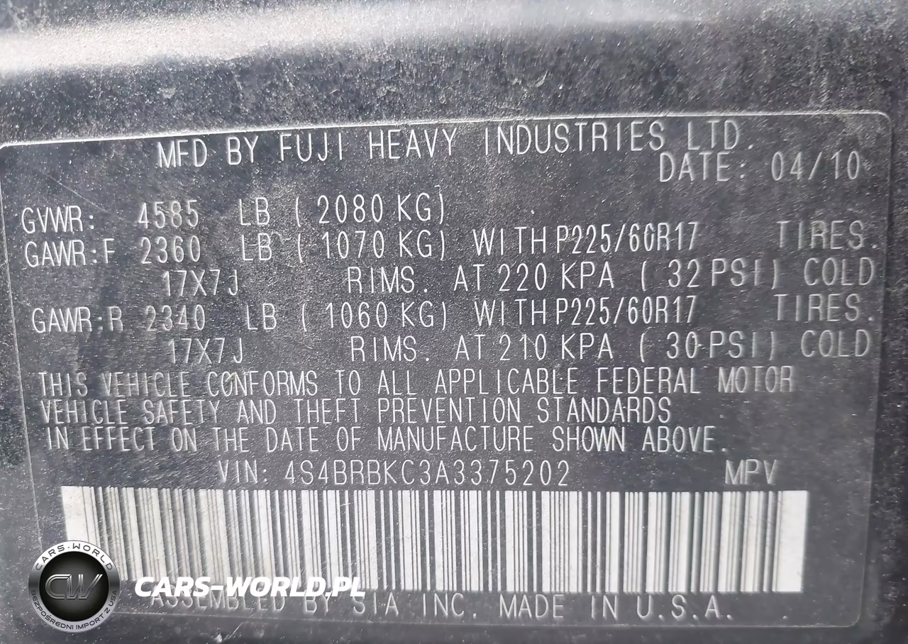 2010 Subaru Outback Ltd Pwr Moon VIN:4S4BRBKC3A3375202 - 9