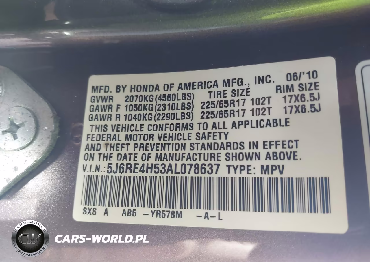 2010 Honda Cr-V Ex VIN:5J6RE4H53AL078637 - 9