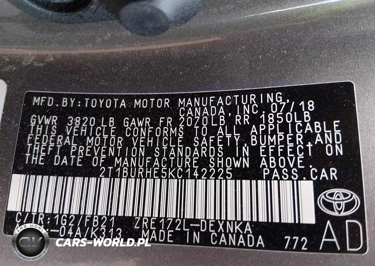 2019 Toyota Corolla Le VIN:2T1BURHE5KC142225 - 9